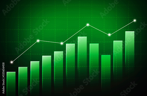 Modern Green abstract graph with copy space, growing green graph backdrop