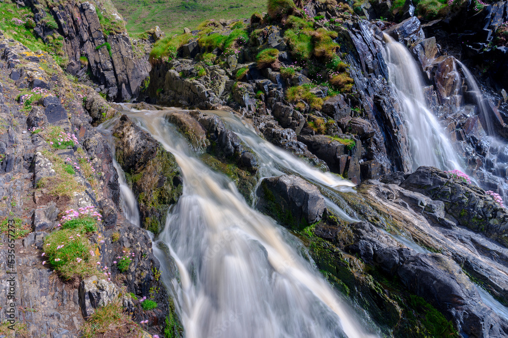 Welcombe Mouth waterfall in the Hartland peninsula, North Devon Welcombe Mouth waterfall in the Hartland peninsula, North Devon