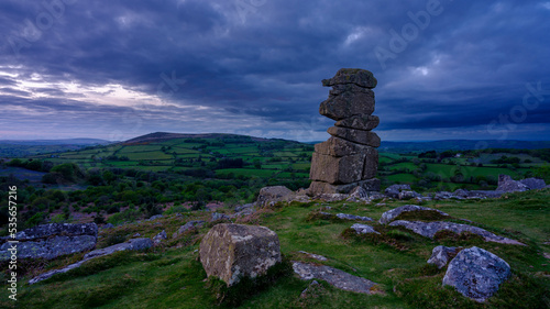 Bowerman's Nose at sunset, Dartmoor National Park photo