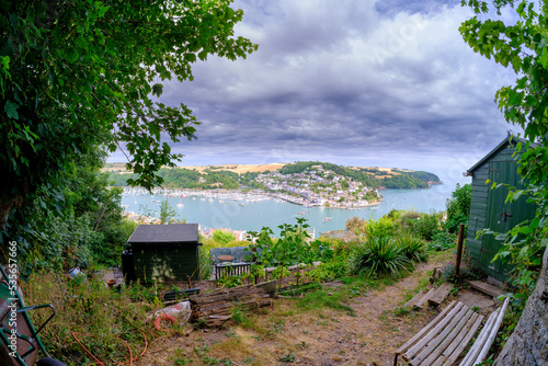 Panoramic view over the River Dart, Dartmouth and Kingswear from above the town, Devon, UK