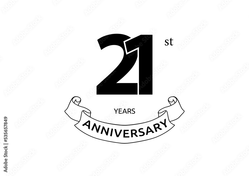 Vector illustration of 21 years anniversary logo with black color on white background. Black and white anniversary logo celebration. Good design for invitation, banner, web, greeting card, etc.
Vector illustration of 21 years anniversary logo with black color on white background. Black and white anniversary logo celebration. Good design for invitation, banner, web, greeting card, etc.