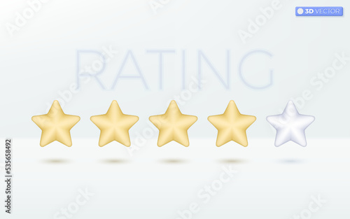 Fototapeta Naklejka Na Ścianę i Meble -  Star rating icon symbols. quality service, excellent feedback, customer review concept. 3D vector isolated illustration design. Cartoon pastel Minimal style. You can used for design ux, ui, print ad.