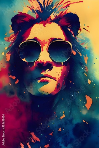 Portrait of a man wearing sunglasses - Abstract Digital Art 