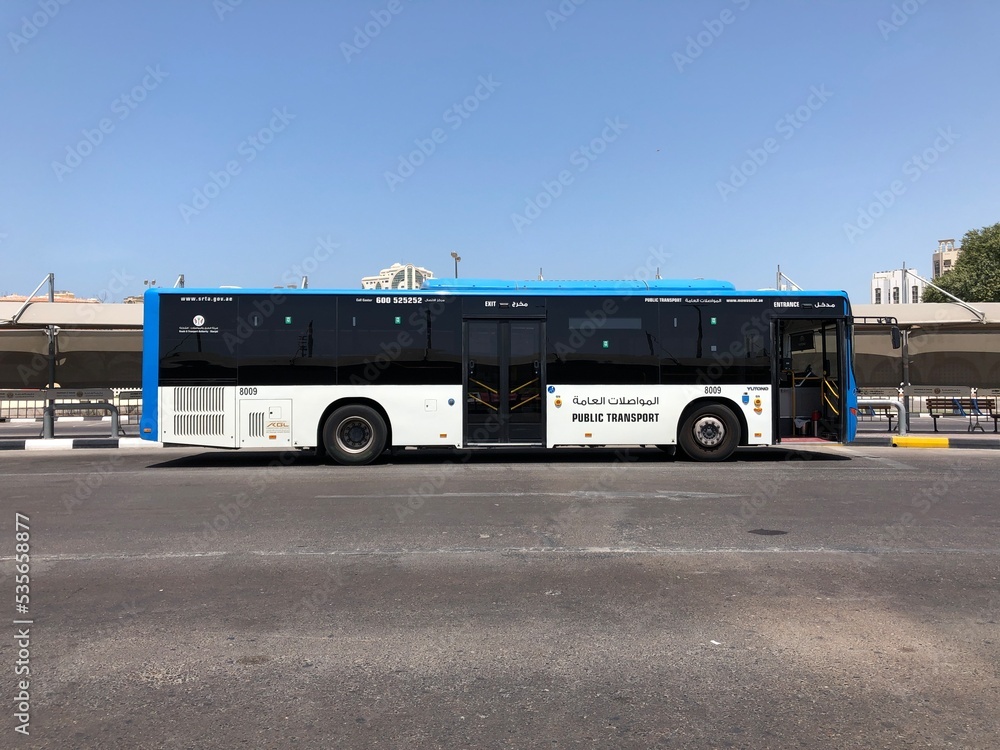 Sharjah Intercity bus at the Sharjah Bus Station. Sharjah, United Arab