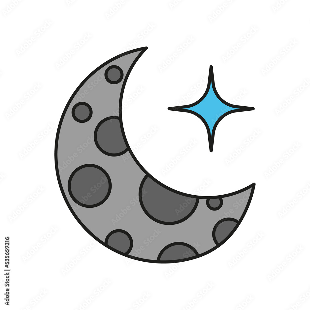 Fototapeta premium Moon colored icon. Simple color element illustration. Moon concept outline symbol design from Cosmos set. Can be used for web and mobile on white background