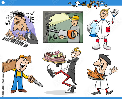 cartoon people characters and their occupations set