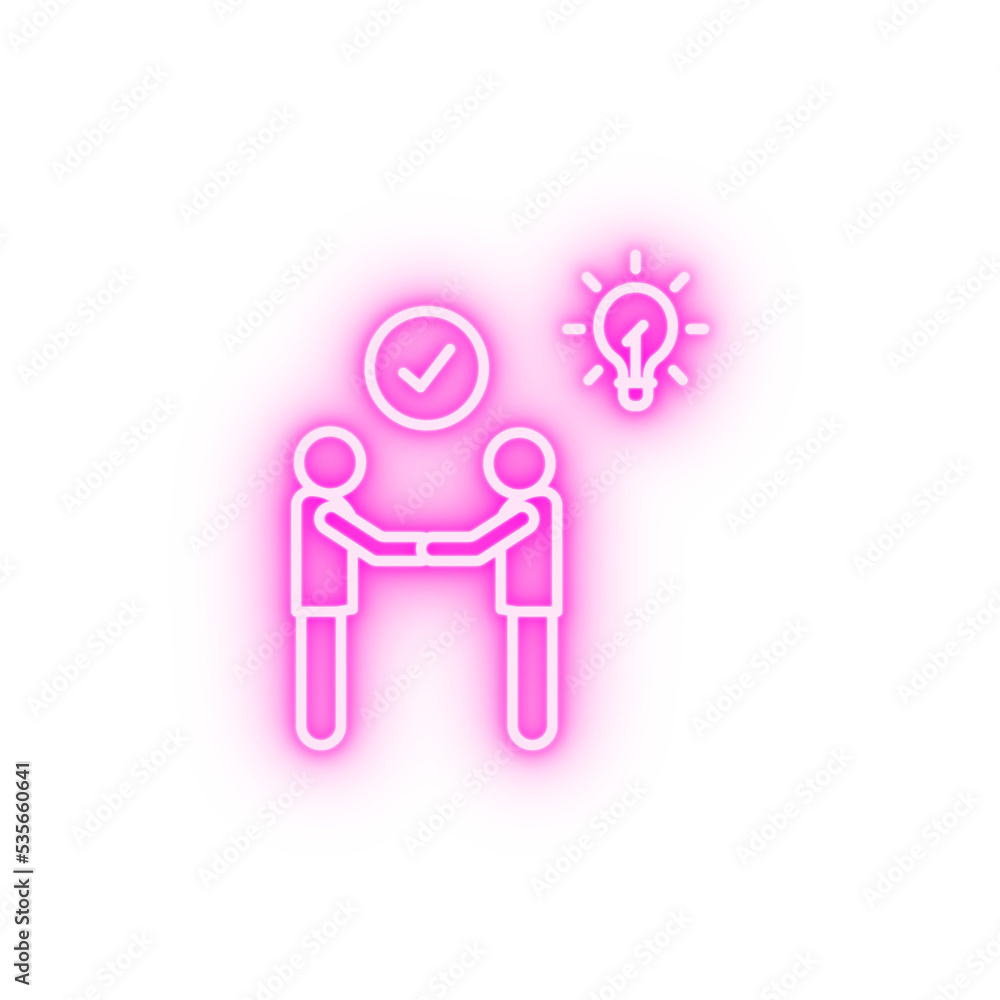 Agreement teamwork handshake neon icon Agreement teamwork handshake neon icon