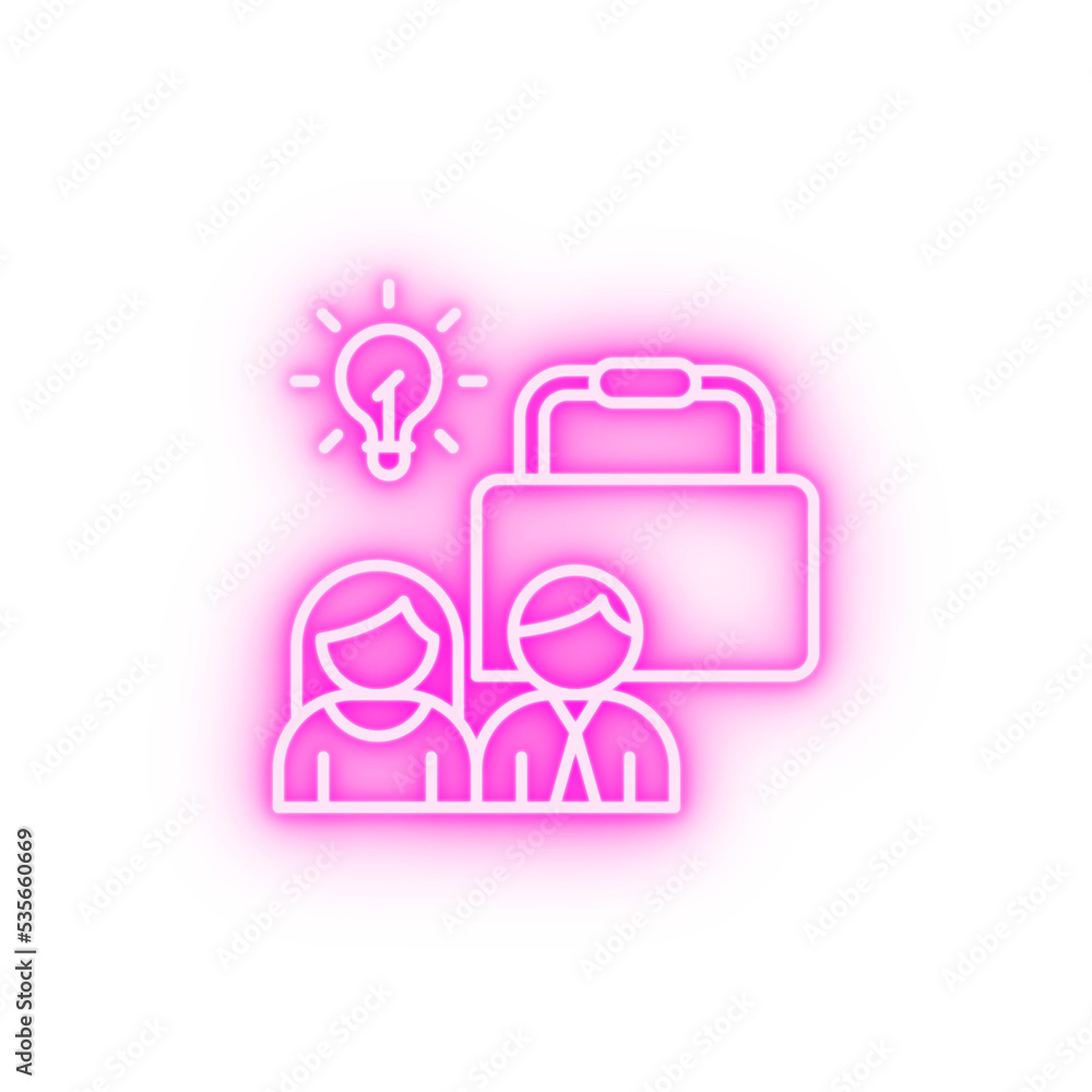 Businessmen portfolio neon icon Businessmen portfolio neon icon