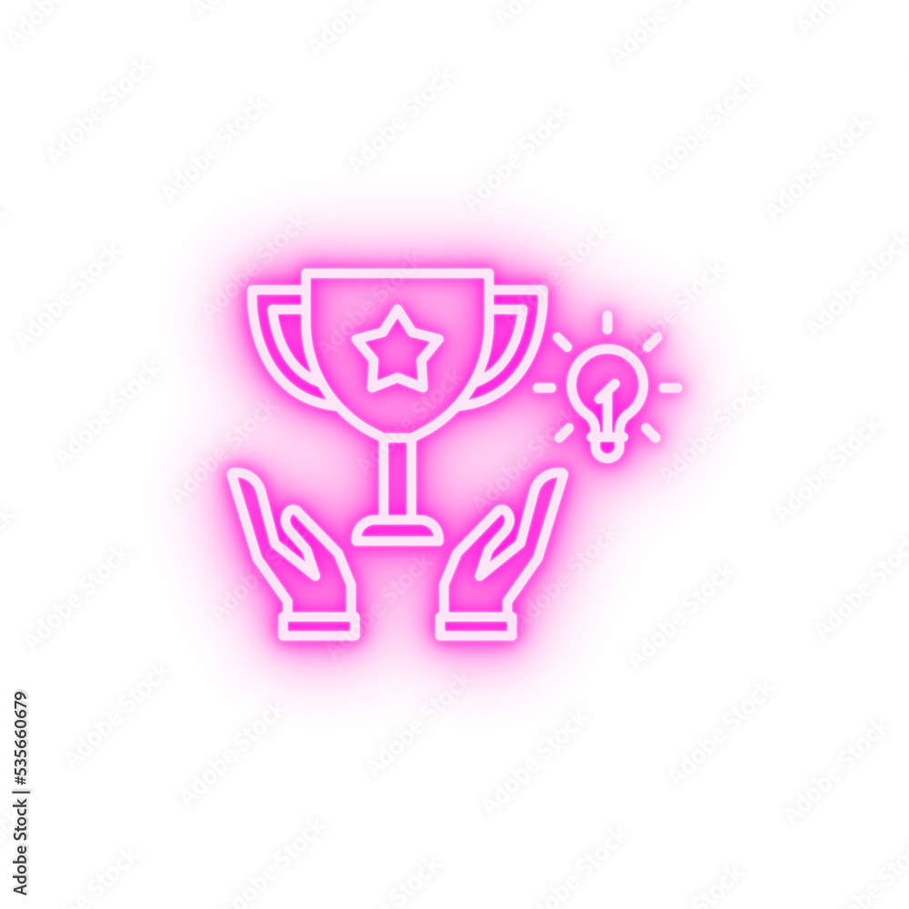 Success trophy neon icon