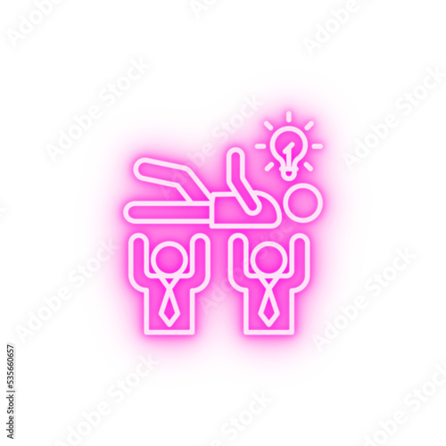Happiness group of people neon icon