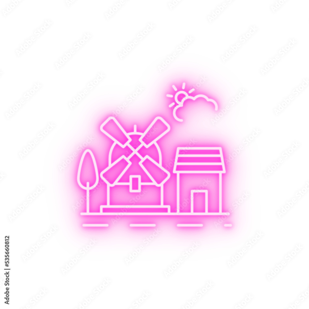Windmill line neon icon Windmill line neon icon