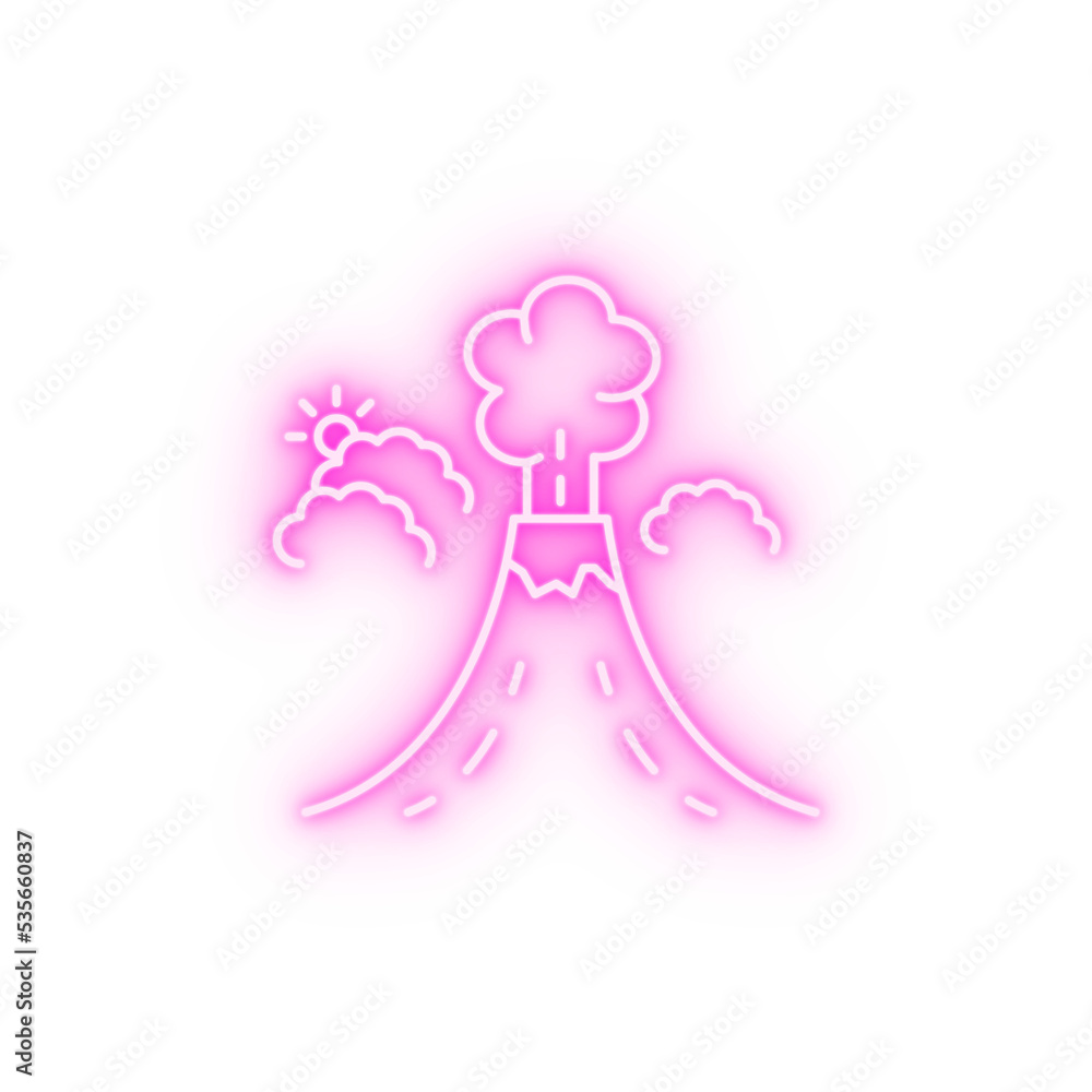 Volcano line neon icon Volcano line neon icon