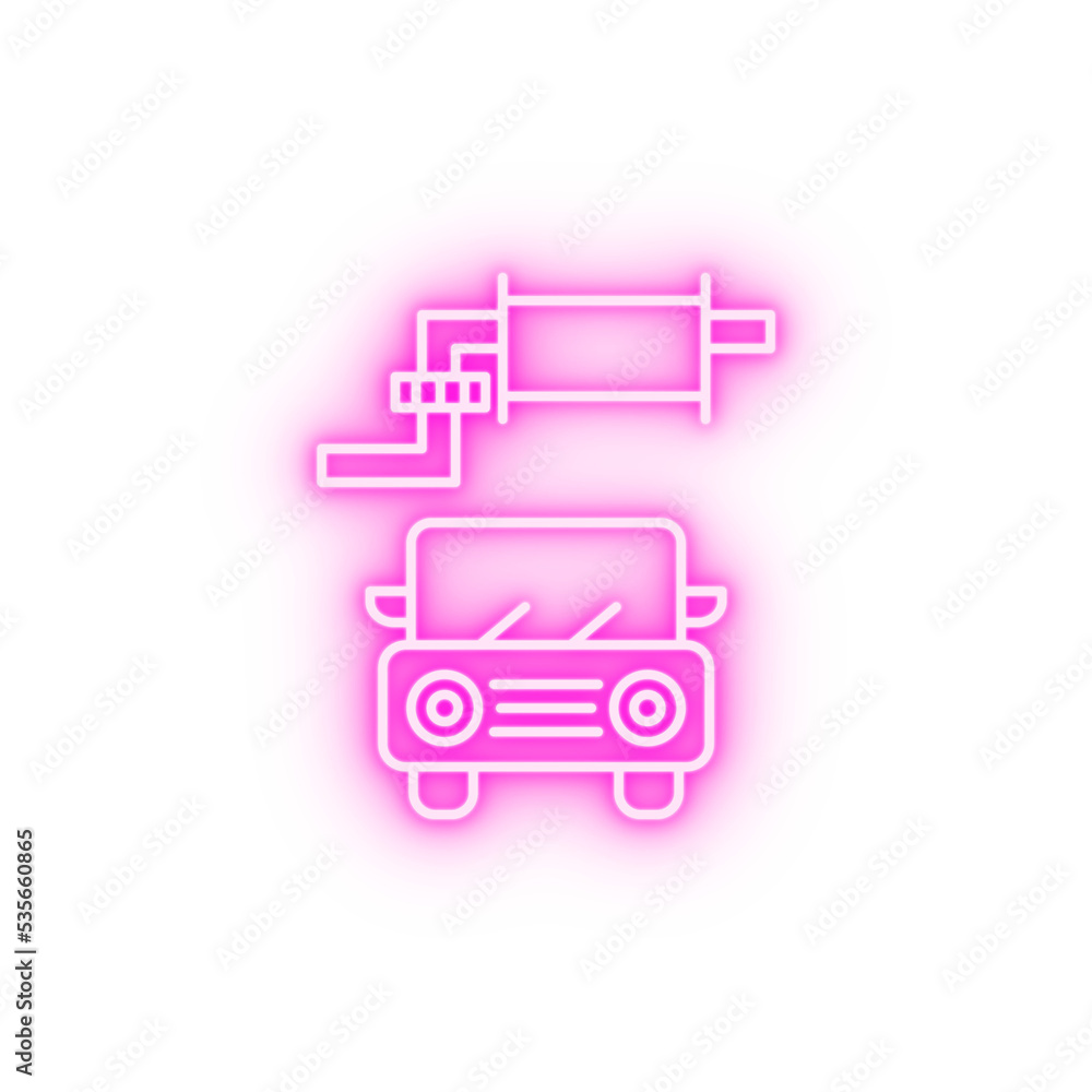 Exhaust pipe car repair neon icon Exhaust pipe car repair neon icon