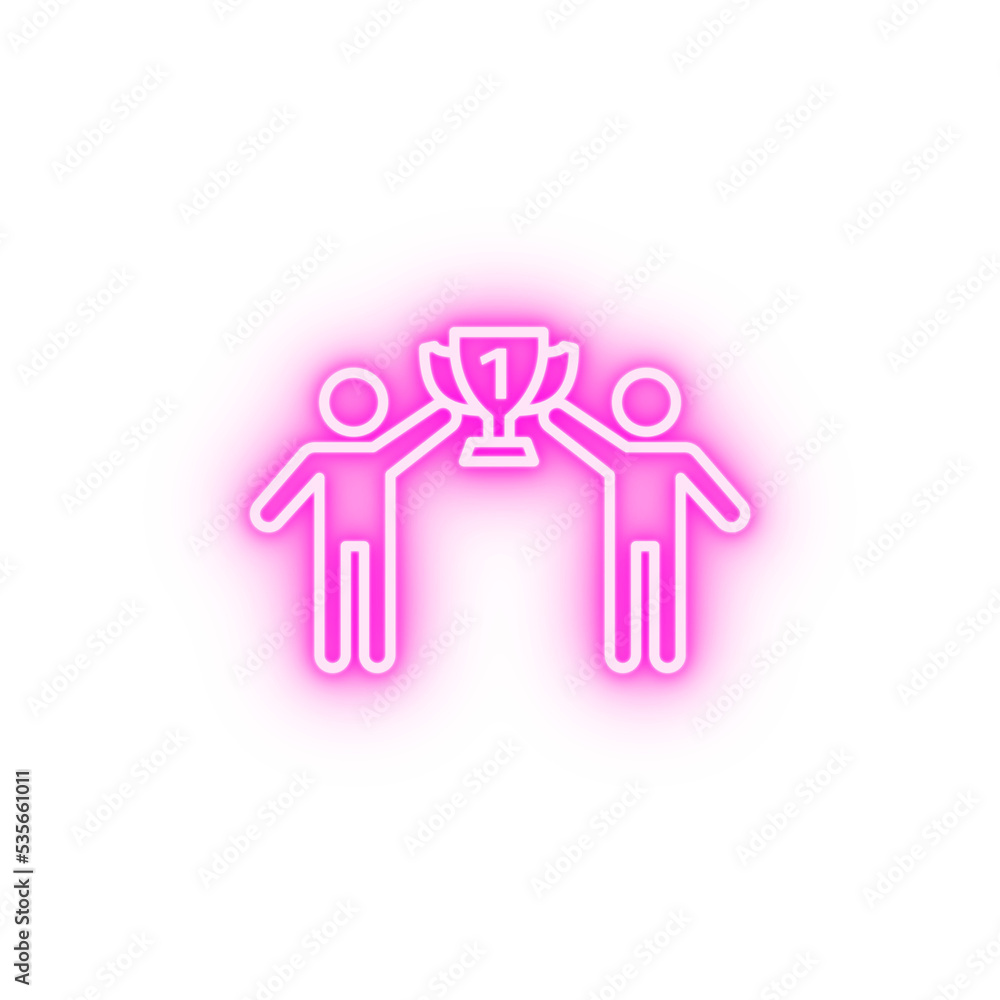 Winners medal team neon icon Winners medal team neon icon