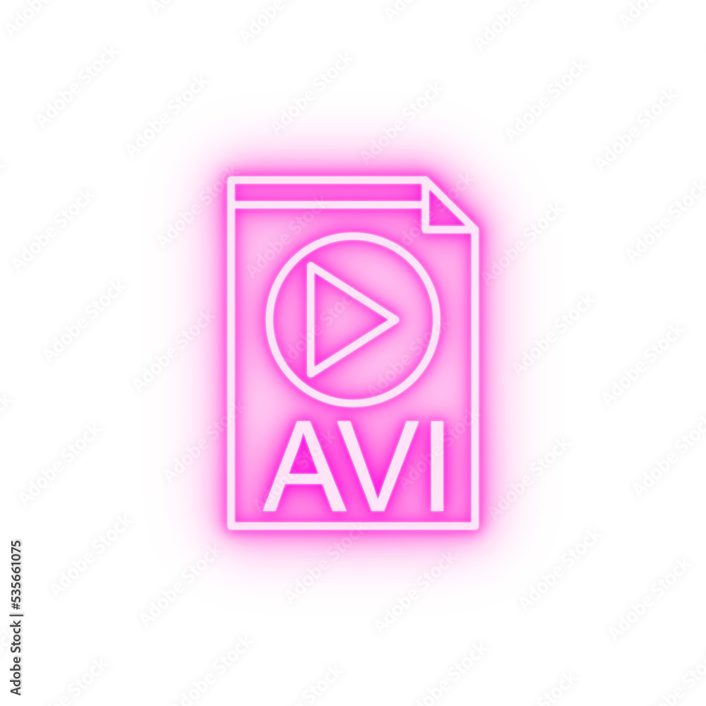 Video production avi neon icon Video production avi neon icon