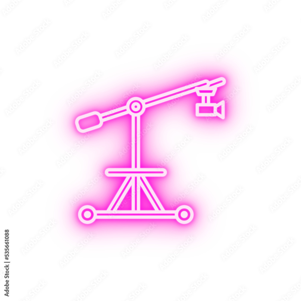 Video production camera crane neon icon Video production camera crane neon icon