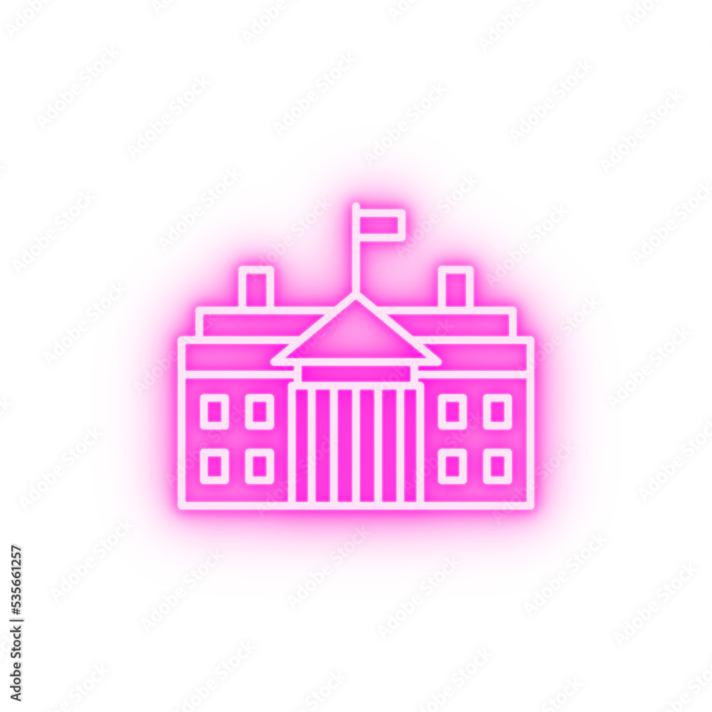 USA white house neon icon