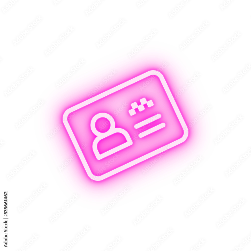 Id Card neon icon Id Card neon icon