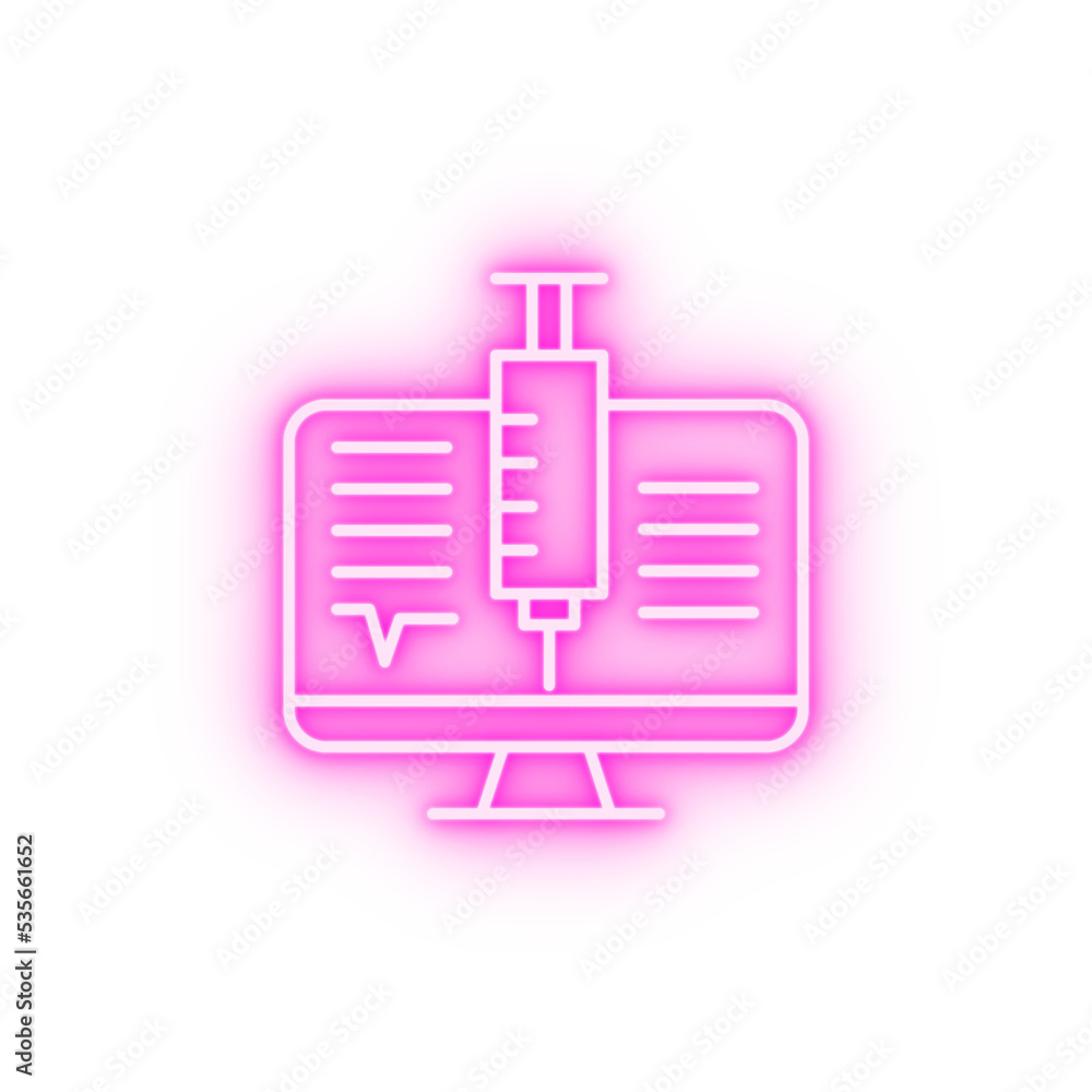 Fototapeta premium Monitor syringe neon icon