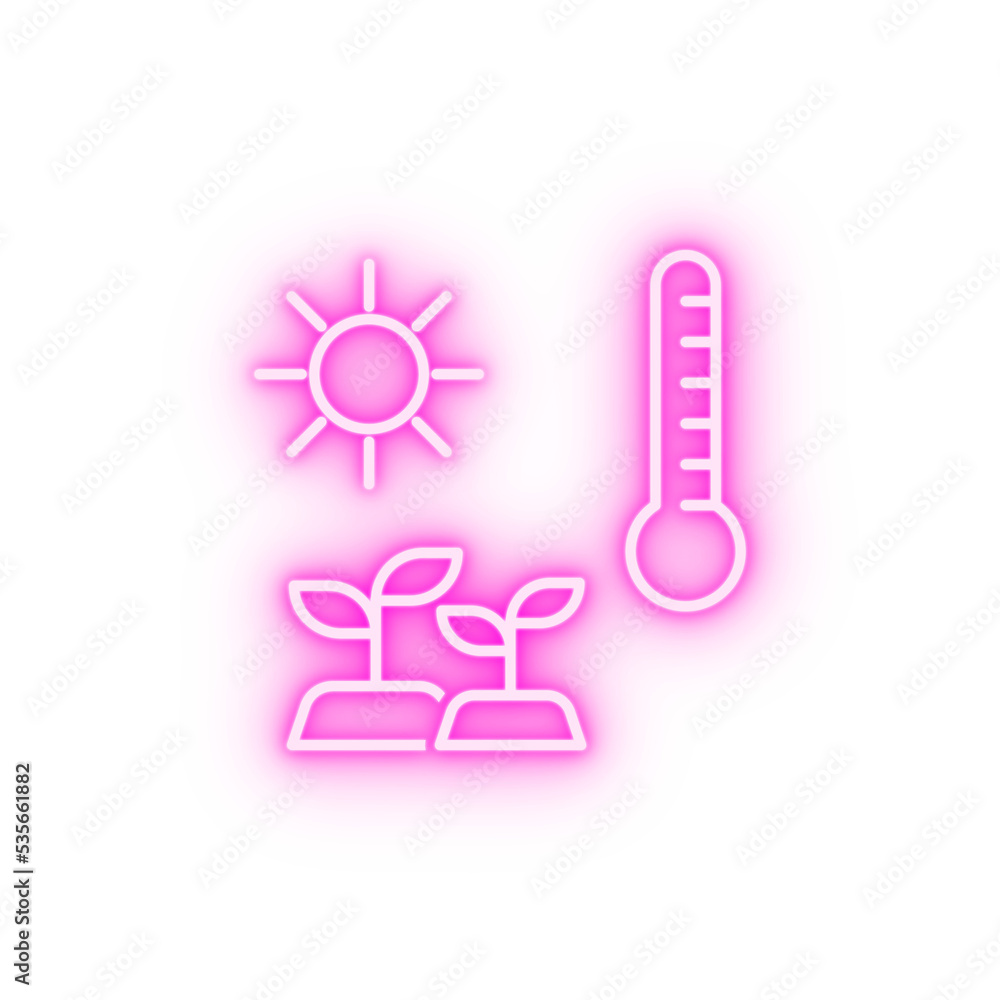 Smart farm temperature neon icon Smart farm temperature neon icon