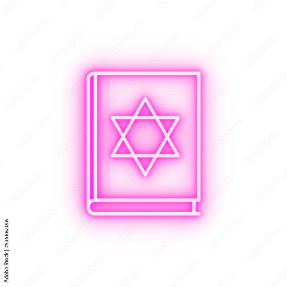 Book Hanukkah Judaism neon icon Book Hanukkah Judaism neon icon