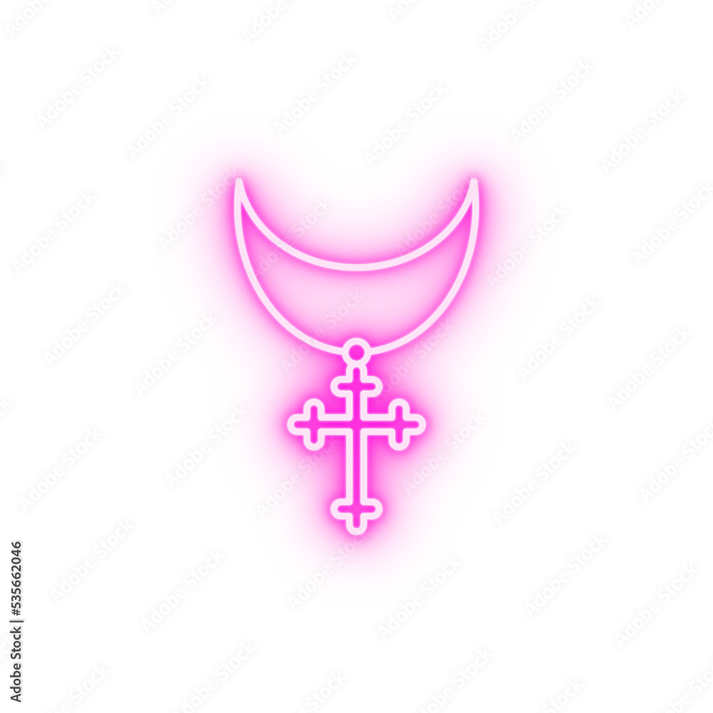 Cross necklace Christianity neon icon Cross necklace Christianity neon icon