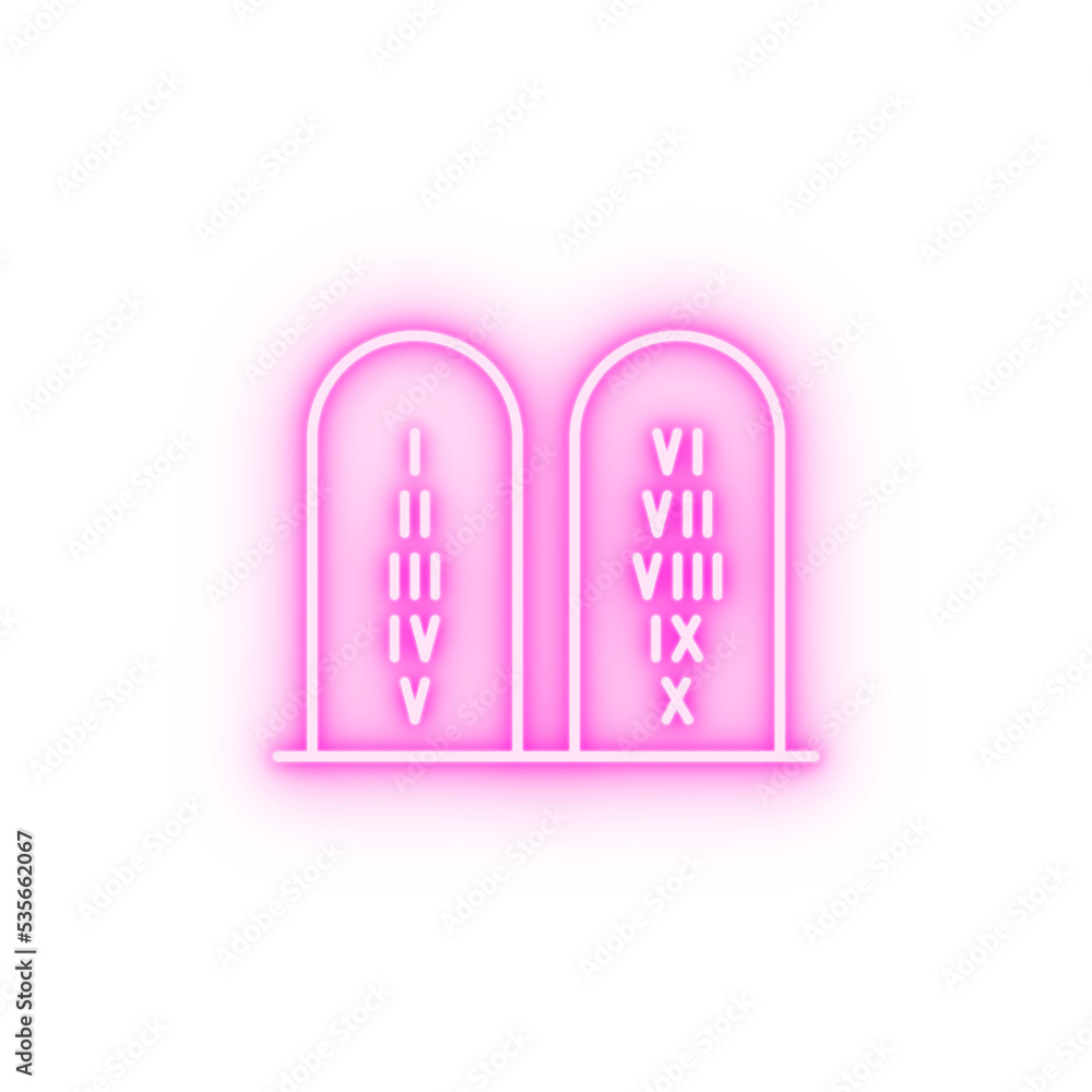 Ten commandments Christianity neon icon Ten commandments Christianity neon icon