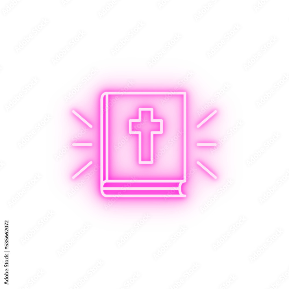 Fototapeta premium Bible book holy neon icon