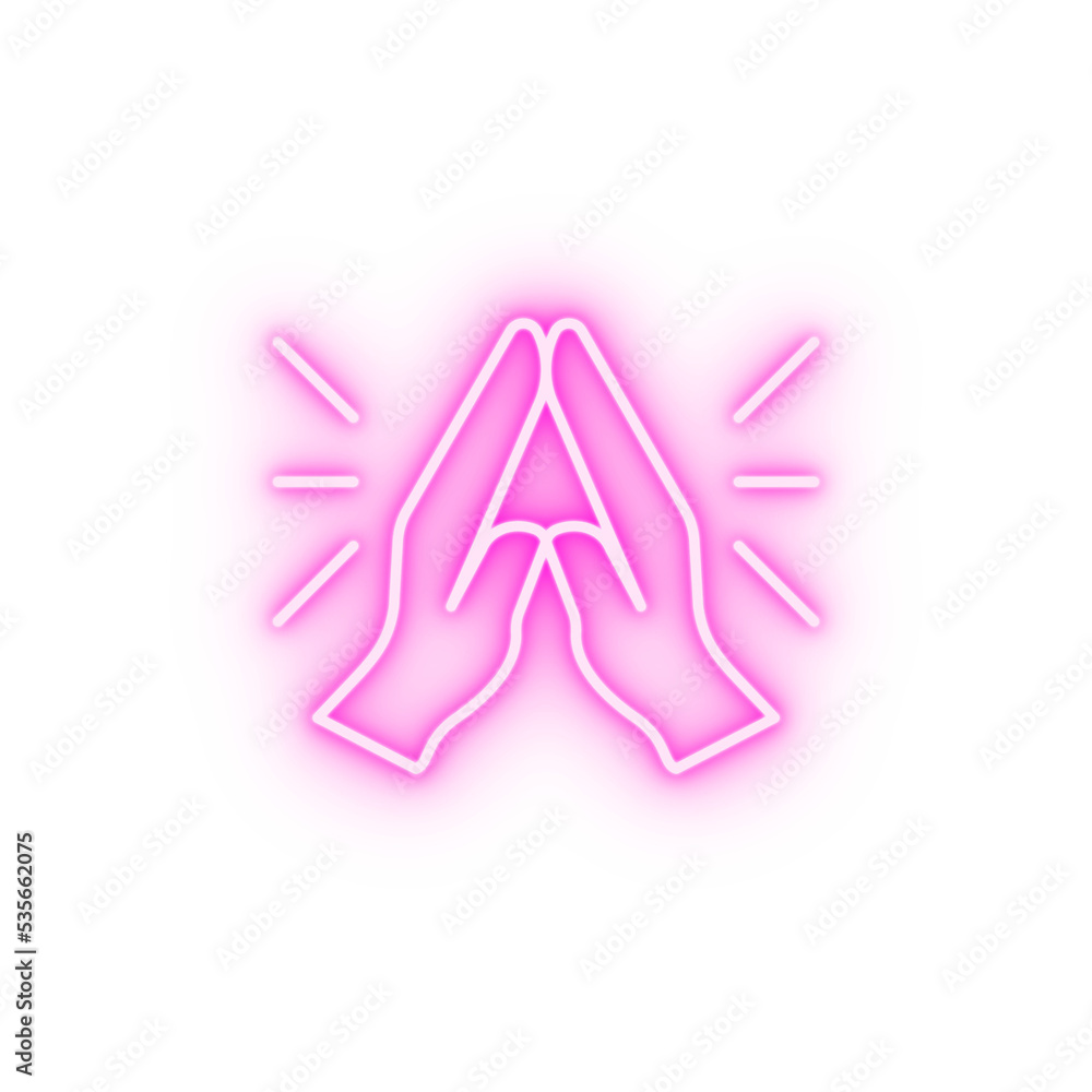 Praying hands Christianity neon icon Praying hands Christianity neon icon
