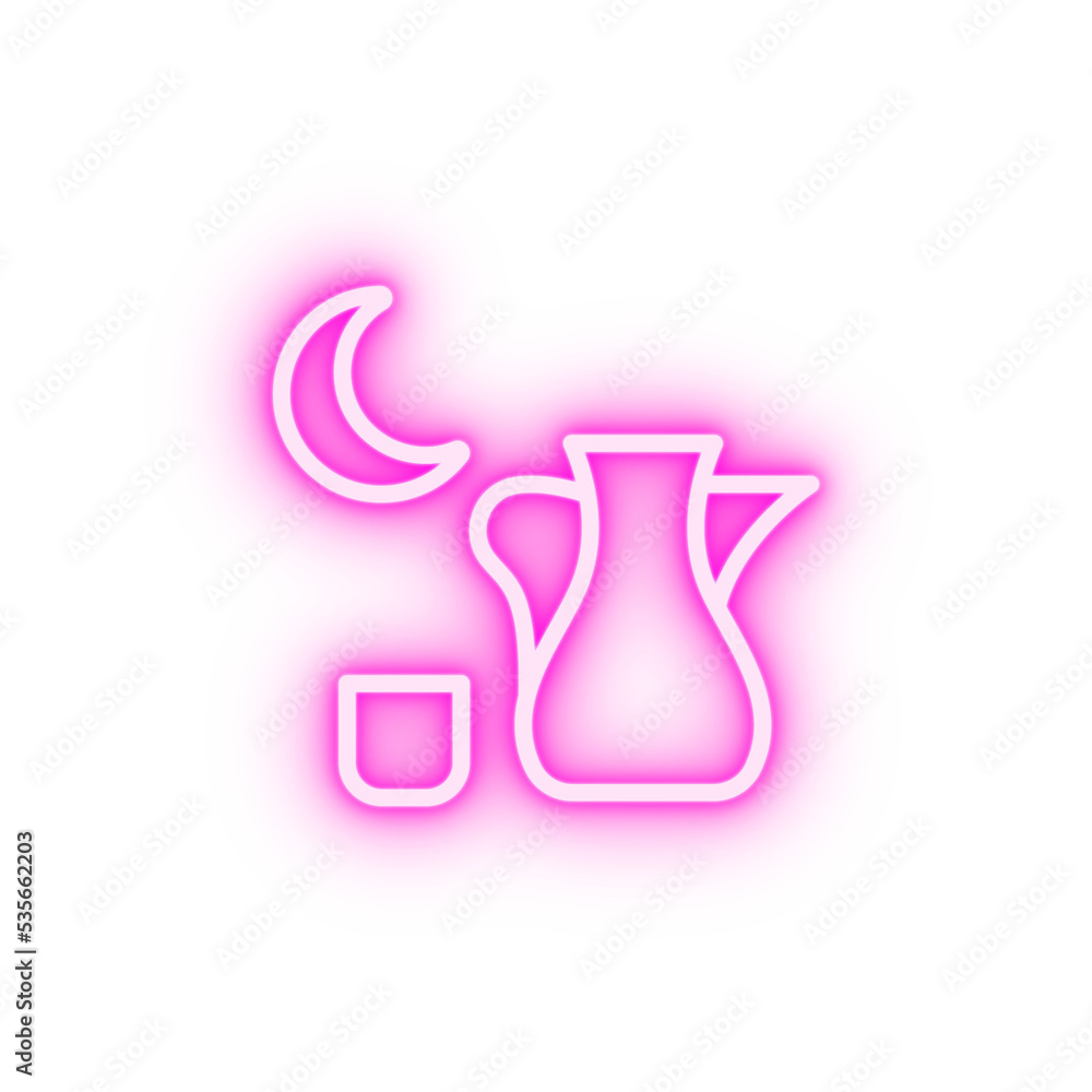 Sparrow water moon Ramadan neon icon Sparrow water moon Ramadan neon icon