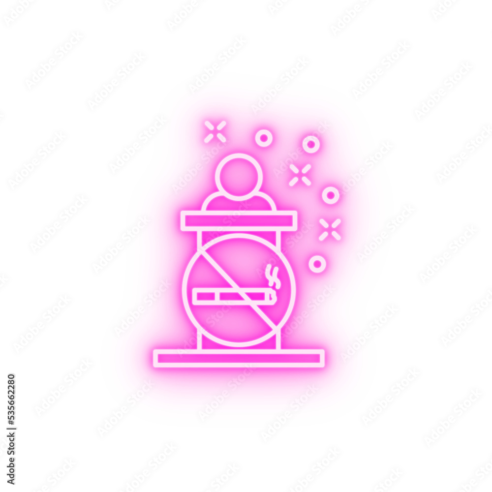 Meeting no smoking neon icon Meeting no smoking neon icon
