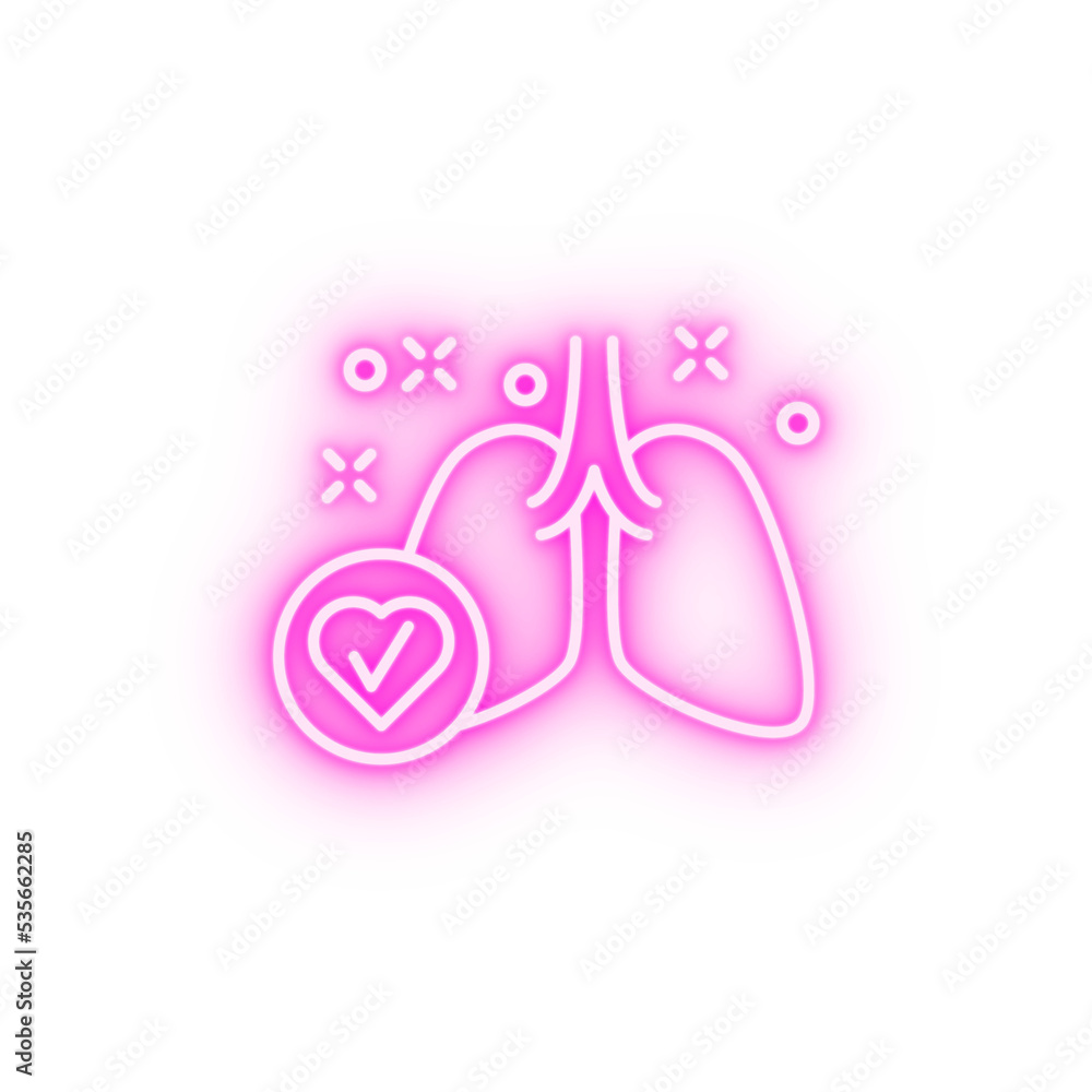 Lung health neon icon