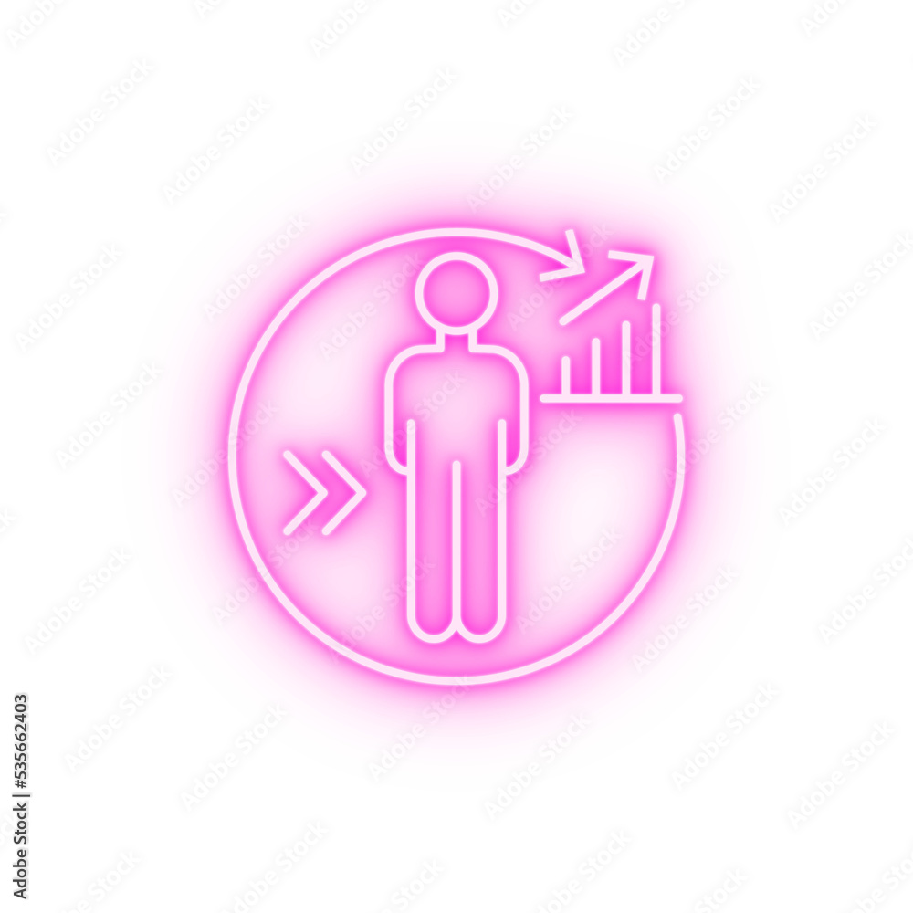 Growth man business neon icon Growth man business neon icon