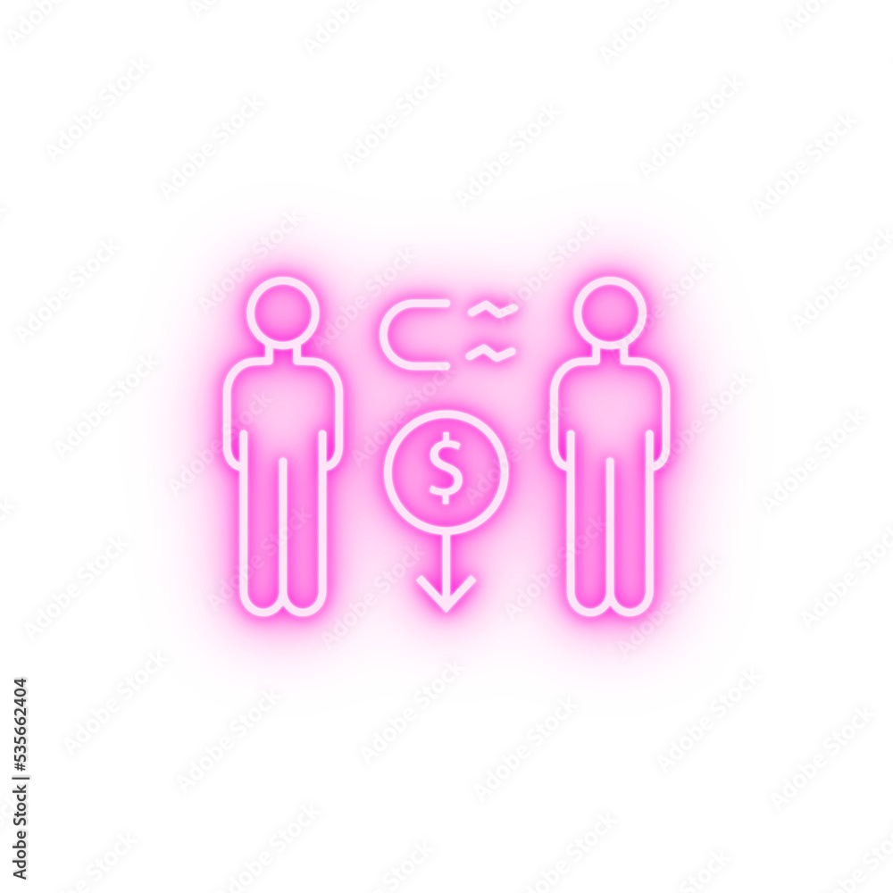 Magnet men dollar business neon icon Magnet men dollar business neon icon