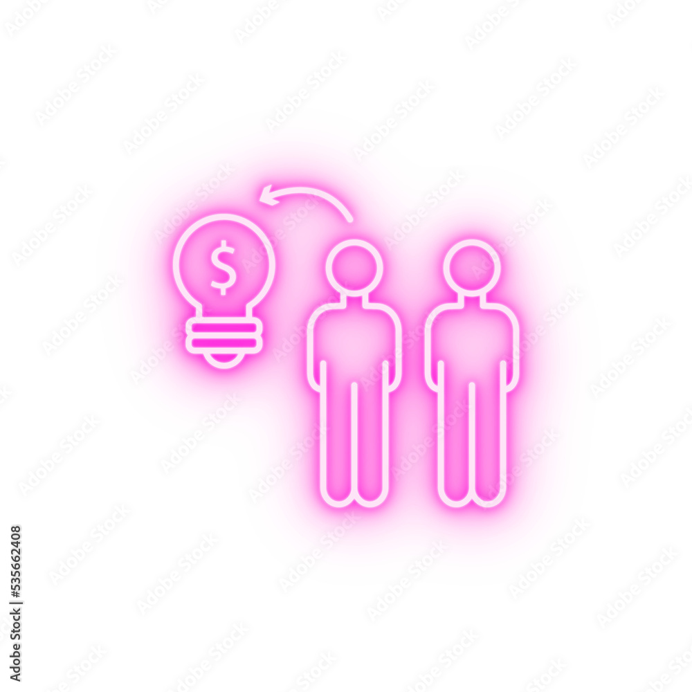 Men dollar idea customer neon icon Men dollar idea customer neon icon