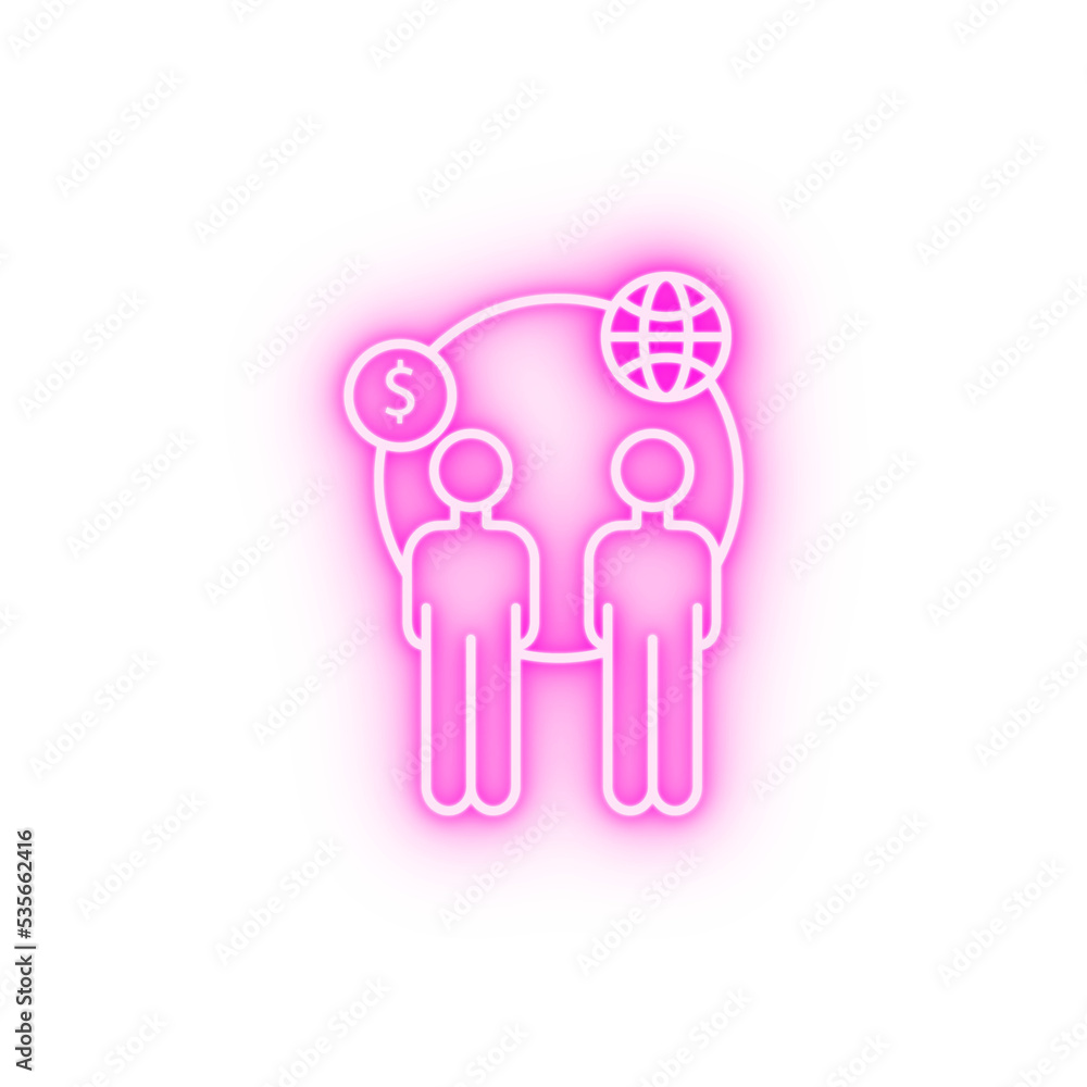 Globe men dollar finance neon icon Globe men dollar finance neon icon