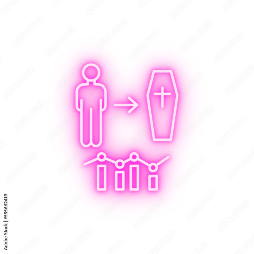 Death rate population neon icon