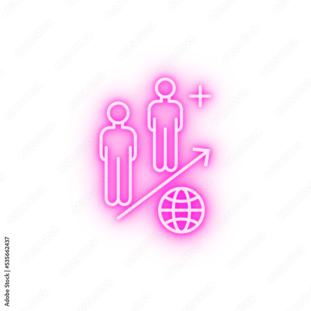 Overpopulation team growth neon icon Overpopulation team growth neon icon
