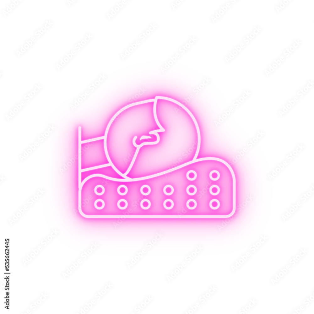 Medical pillow neck support neon icon Medical pillow neck support neon icon