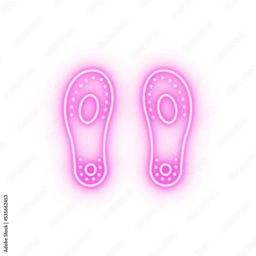 Foot insoles shoes neon icon Foot insoles shoes neon icon