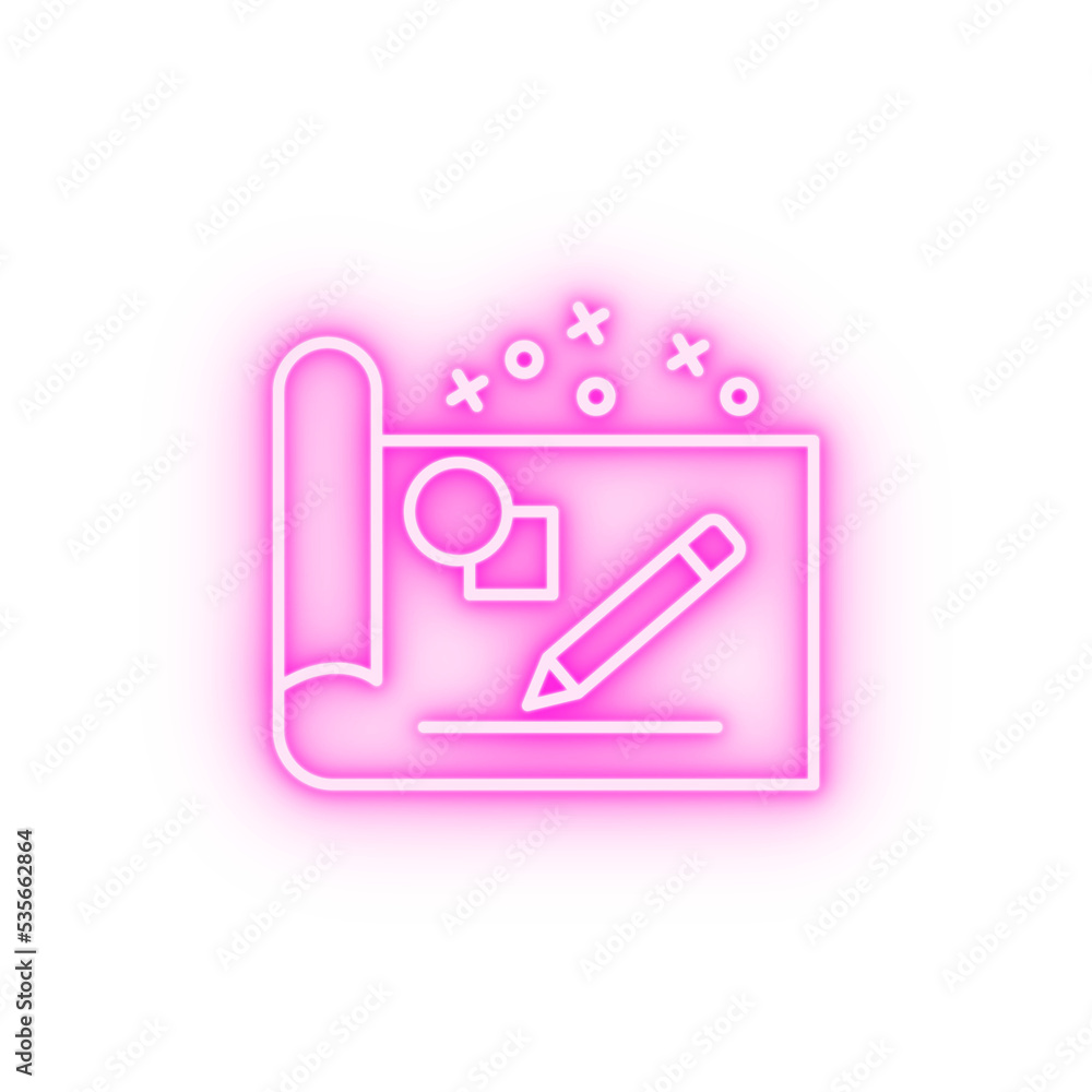 Blueprint document pen neon icon Blueprint document pen neon icon