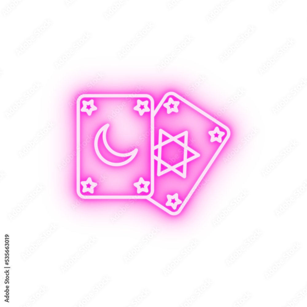 Magic card neon icon Magic card neon icon