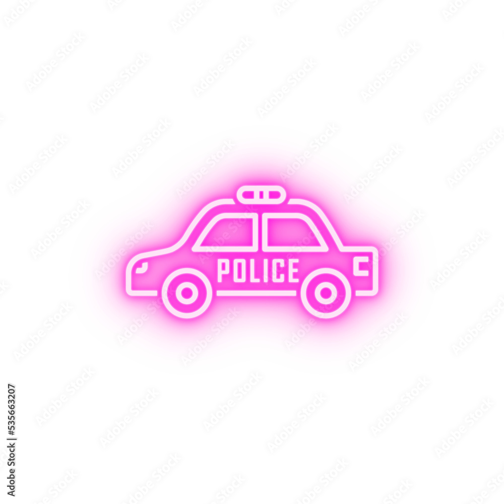 Police car neon icon Police car neon icon