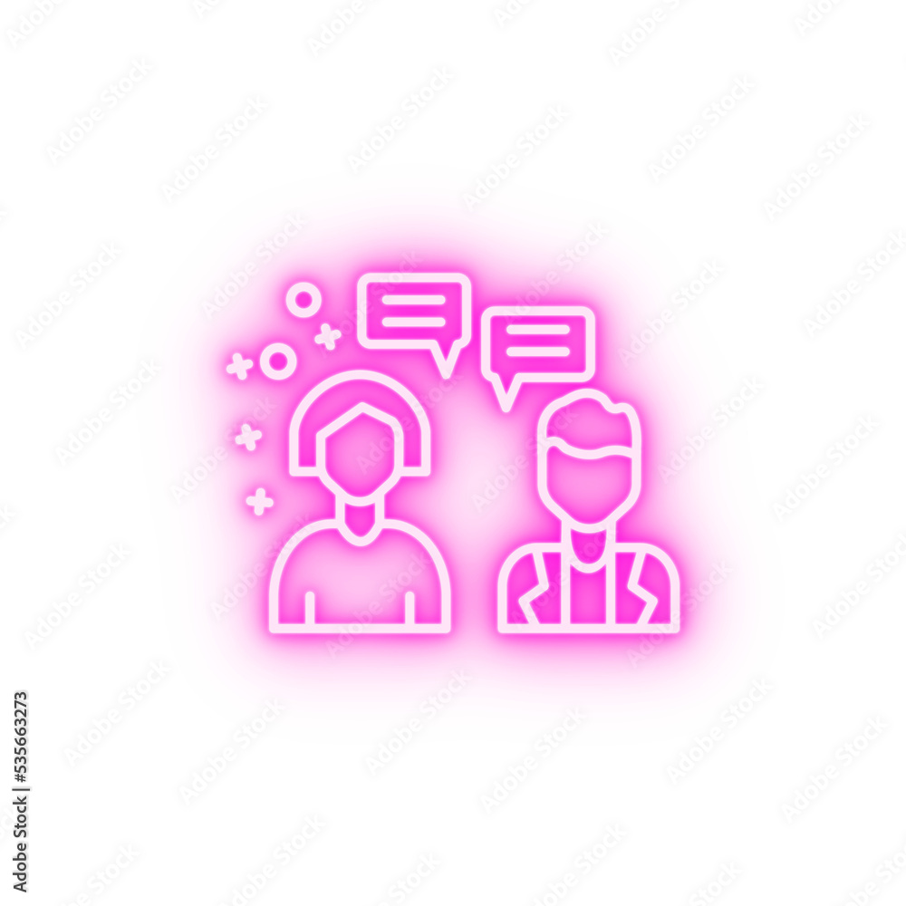 Woman discussion man neon icon Woman discussion man neon icon