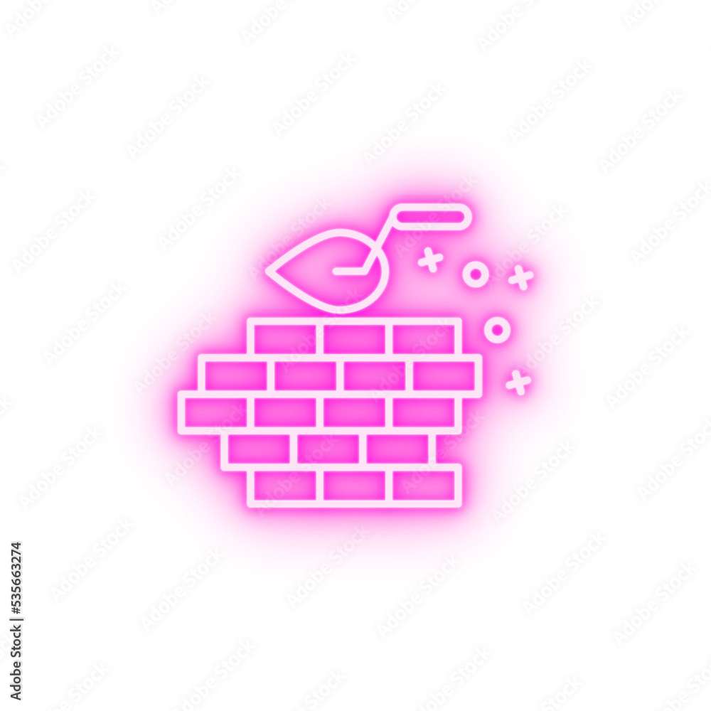 Wall trowel job neon icon