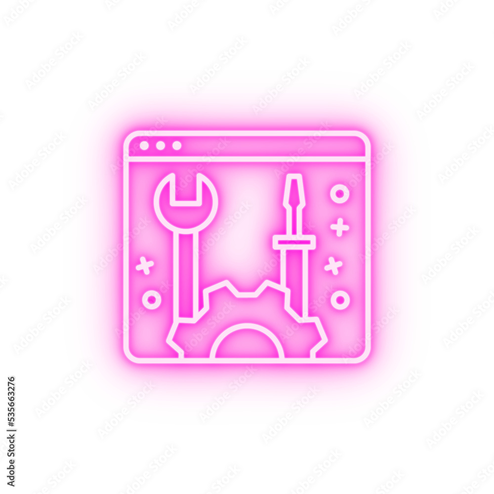 Repair gear cog spanner neon icon Repair gear cog spanner neon icon
