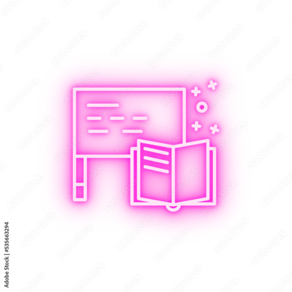 Blackboard book learning neon icon Blackboard book learning neon icon