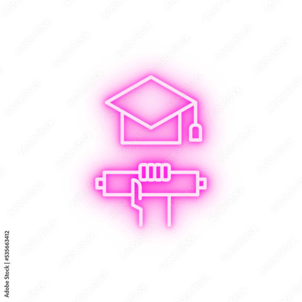 Job resume graduation 2 colored line neon icon Job resume graduation 2 colored line neon icon