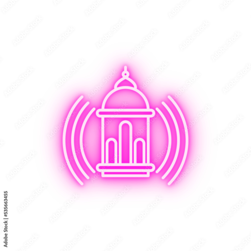 Islam adhan call 2 colored line neon icon