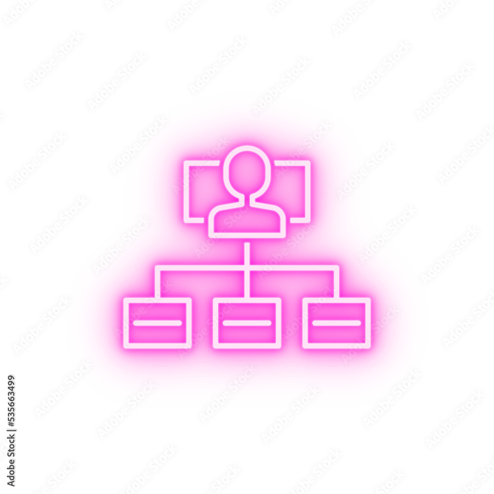 Hierarchical structure neon icon Hierarchical structure neon icon
